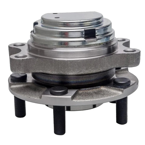 Rear Wheel Bearing Hub Assembly For Chevy Equinox 2018 To 2024 And GMC Terrain 2018 To 2024 And Cadillac CT4 2020 To 2024 And Buick Regal TourX 2020 Regal Sportback 2020 5 Lug 4WD Compatible Plug And Play, front view, metal, 5-bolt flange