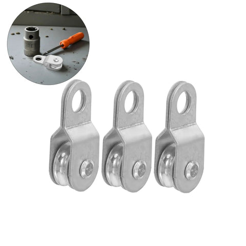 Heavy Duty Rope Pulley Guide Wheels For 6mm Cable Swivel Bearing Rollers For Hanging Loads And Lifting Outdoor Rigging Easy Install And Portable Rope Pulley Block For Workshops Construction Sites And DIY Projects, three metal pulleys