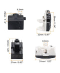 Refrigerator PTC Starter Relay With 3 Pin 4.7 Ohm Overload Protector, 1/2 HP, detailed views with dimensions for fridges.