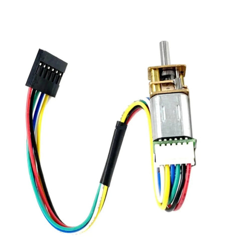 Top Tier N20 Hall Encoder DC Gear Motor With 6V And 12V Options for Smart Car Speed Control Projects with colorful wires.
