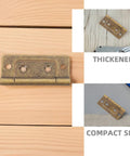 Heavy Duty Stainless Steel Cabinet Door Hinges 10 Pack, Flush Mount Non Mortise Hinges displayed on wood, showing durability and compact size.