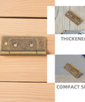 Vintage Style Small Stainless Steel Flush Mount Cabinet Hinges 10 Piece Set on wooden surface, thickened iron detail