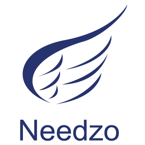 Needzoo logo featuring a stylized wing design in navy blue, representing a brand associated with assistance and support.