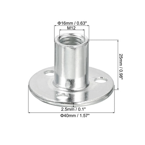 M12 Brad Hole Tee Nut Set Of 10 Carbon Steel Round Base Screw In T Nuts For Furniture Hardware Flange Female Thread Inserts For Woodworking And Metal Projects