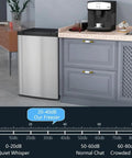 Compact Upright Mini Freezer With 3.0 Cubic Feet Capacity And Reversible Door For Dorm Life Apartments RV Trips And Office Setups in modern kitchen.