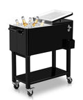 80 Quart Rolling Ice Chest On Wheels Portable Party Bar Cart For Cold Drinks And Beverages Mobile Cooler Cart For Outdoor Patio