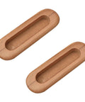 Oval Wood Recessed Concealed Door Handle Set Two Piece For Sliding Doors And Cabinets, made from natural beech wood, 120x39mm flush pulls.