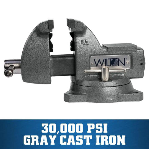 Beefy 4 Inch Bench Vise With 360 Degree Swivel Base, Replaceable Hardened Steel Jaws, Large Anvil Work Surface, 30000 PSI