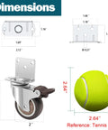 Side Mount L Shaped Plate 2 Inch Rubber Casters Set Of 4 With 2 Swivel And 2 Brakes Heavy Duty Low Profile Casters dimensions