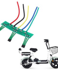 Four Pack Hall Sensor Pcb Board 41F Nifty Swap For Brushless Hub Motors Featuring Bang On 120 Degree Placement And Spot On 17 Millimeter Spacing For Sweet E Bike And Scooter Cruising, showcasing green PCB with colored wires.