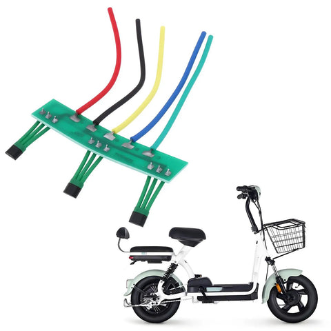 Four Pack Hall Sensor Pcb Board 41F Nifty Swap For Brushless Hub Motors Featuring Bang On 120 Degree Placement And Spot On 17 Millimeter Spacing For Sweet E Bike And Scooter Cruising, showcasing green PCB with colored wires.