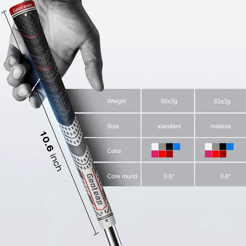Back Rib Golf Grips Set Of 13 For Pro Level Control, Hybrid Multi Compound Rubber And Cord Construction, Standard To Midsize, 0.600 Core, 10.6 Inch Length, Five Color Options Including Gray, Slip Resistant Feel For All Clubs.