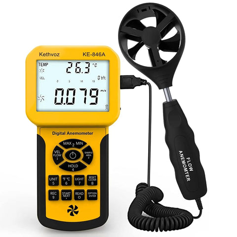 HVAC Anemometer And Digital Airflow Tester With Backlit Display For Pro Grade Wind Speed Measurement Industrial KE 846A