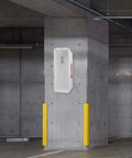 15 Pack White Surface Mount Fire Extinguisher Cabinet With Breaker Bar For 5 Lb Outdoor Lock Box mounted on a concrete wall.
