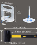 Pro Grade Tile Leveling Clips One Sixteenth Inch 3500 Piece Spacers Kit With Sixteen Ounce Rubber Mallet Hammer measurements