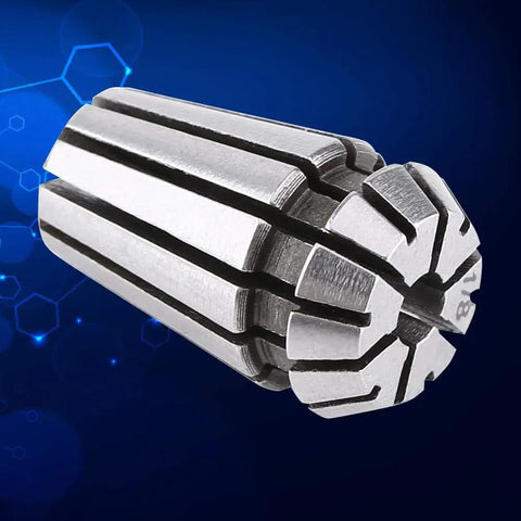 ER11 Spring Collet Set For CNC Milling And Engraving, High Precision Spring Steel, one of three collets on blue tech background