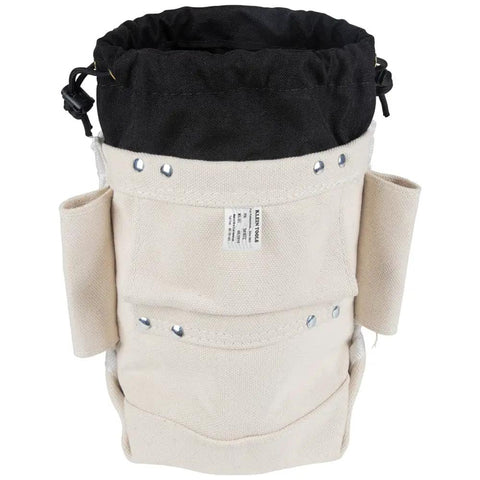 Top Closing Bolt Bag With 3 Inch Drawstring, Load Rated Tool Bag for 5 X 10 X 9 Inches in No 4 Canvas, showing tunnel connect and bull pin loops.