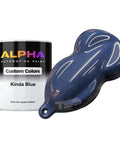 Dope Grayed Out Blue Basecoat Paint Gallon Ready To Spray With Medium Reducer Top Shelf Automotive Refinish Coating For Epic Custom Garage Build Finished Looks Sick, alongside a Kinda Blue paint sample.