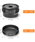 16-Piece Camping Cookware Set With Folding Stove, nonstick pot 1.9L and pan 0.86L, lightweight design
