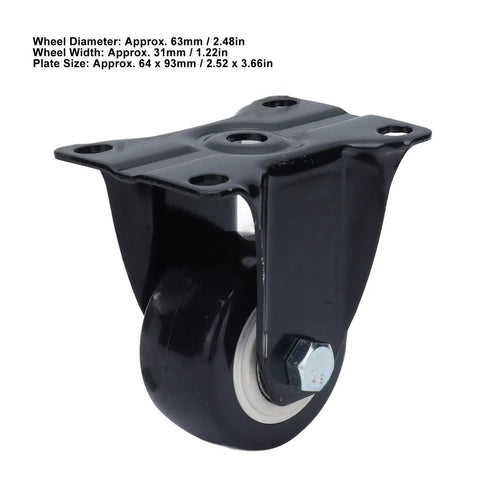 Jauarta Polyester Casters 63mm Heavy Duty Wheels close-up showing black bracket and wheel dimensions.