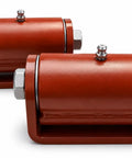 Workhorse Roller Cage Hinges 3.5 Inch Heavy Duty With Grease Fitting Removable Axle shown from the side to highlight design.