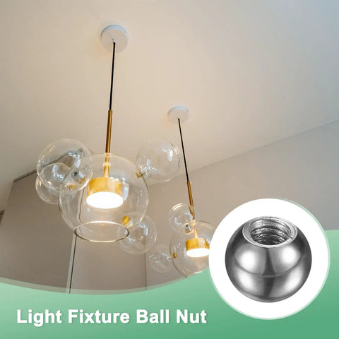 Chrome finish carbon steel 20 Pack Threaded Ball Nut Knobs M6x12mm for lighting fixtures highlighting solid screw cap design.