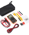 Must Have Digital Multimeter Auto Range Voltmeter with Large Backlit LCD Display 9999 Count, accessories, and carrying case