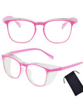 Women Safety Glasses With Side Shields Anti Fog Eye Protection For Nurses Adults Blue Light Blocking UV Shield Pink