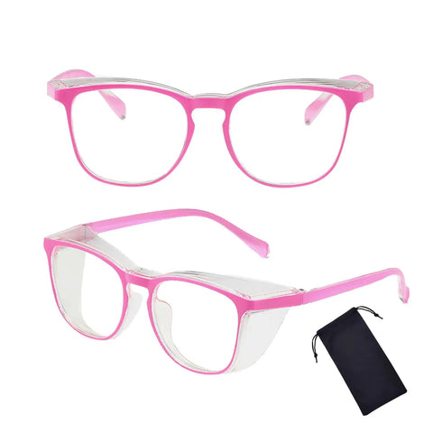 Women Safety Glasses With Side Shields Anti Fog Eye Protection For Nurses Adults Blue Light Blocking UV Shield Pink