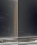 Before and after using Acrylic Scratch Remover For Clear Plastic And Plexiglas On Cars Motorcycles Caravans And Boats That Removes Scratches Fast