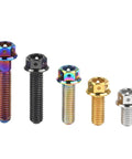 Top Notch Titanium M10 Flange Hex Screws, Super Heavy Duty Serrated Lock Tightening Fasteners in various colors and sizes.