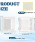 Slick White Abs Plastic Drywall Access Panel Five By Five Inch Wall Hole Cover dimensions with double-sided tape and access panel.