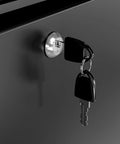Slick Commercial Display Freezer With 6.5 Cubic Feet Capacity And 17 Inch Slim Profile key lock mechanism detail in black finish.