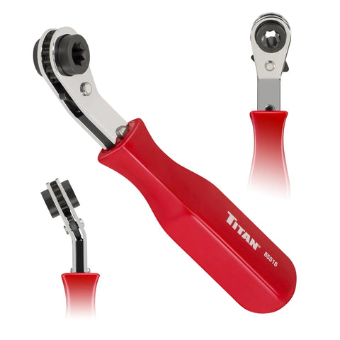 Two Piece Slack Adjusting Tool And Wrench Set Built For Quick Install On Meritor Brake Slack Adjusters with red handle.