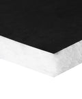 Close-up of black polyester fiber insulation roll, 1.34-inch thick, for camper van heat and sound control.