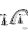 Chrome 8 Inch Widespread Bathroom Faucet With Metal Pop Up Drain Lead Free 3 Hole Lavatory Faucet For Sink Vanity Use WF0084C