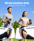 Runners holding Collapsible Silicone Handheld Water Bottle With Ergonomic Strap 350ml Blue Hydration Flask for training, close-up of grip