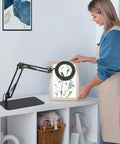 5X And 10X Magnifying Lamp With Stand Clamp Lighted Magnifier For Close Work on desk in craft room with adjustable arm