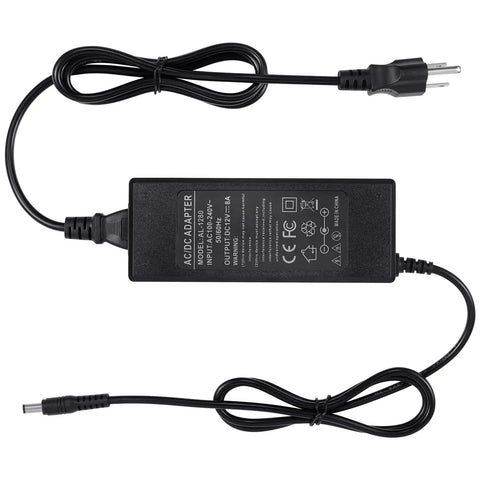 12V 8A DC Power Supply Adapter 96W Wide 100 To 240V AC Input To DC Transformer 3 Prong US Plug Barrel Jack 5.5mm By 2.5mm Safe Over Voltage Over Current Short Circuit Protections Rock Solid For CCTV Routers LED Gear, black