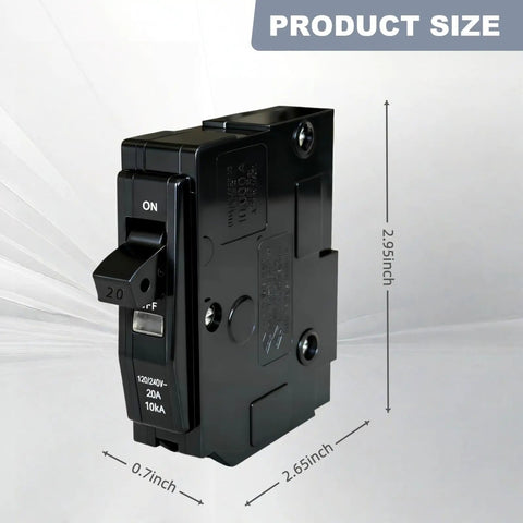 One-Pole 20 Amp Circuit Breaker Drop-In Replacement For QO120 Plug-In Mini Breaker product size dimensions