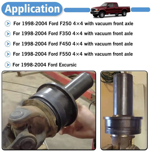 Tough As Nails Heavy Duty Steel Axle Shaft Seal Installer for 1998-2004 Ford F250 F350 F450 F550 4X4 vacuum axle application view.