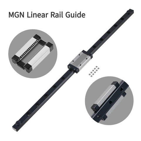 MGN12 Linear Slide Rail Guide with MGN12H blocks and steel design, part of Top Shelf 4 Pack MGN12 Linear Slide Rail Kit.