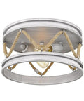 Chatham Flush Mount Ceiling Light in Gray Driftwood Finish with Nautical Rope Accents and Metal Cleats for Damp Location Rustic