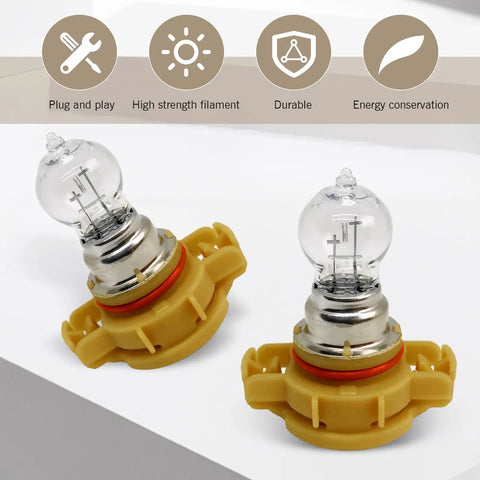 Fog Light Bulbs 12V 24W 3500K Warm White Ultra Bright Quartz Glass Shock Proof Daytime Running Light Plug And Play