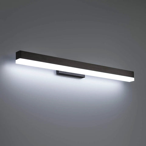 Styx 25-Inch LED Vanity and Wall Light, 3-CCT Adjustable 2700K-3500K Set to 3000K, Black Aluminum Bath Fixture With Etched Diffuser