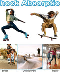 People using 8 Pack Roller Skate Wheels With Bearings Installed And 2 Toe Stoppers for Quad Skates and Skateboards, indoor and outdoor use.