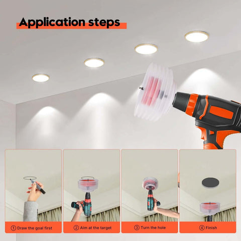 VUAOHIY 6 1/4 inch hole saw with dust bowl for recessed can lights; cordless drill cuts ceiling hole
