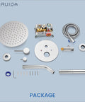 2 Function Wall Mounted Shower Faucet Set With High Pressure 8 Inch Round Rain Shower Head Brass Handheld Spray Rough In Valve Chrome Finish Easy Retrofit For Bathroom Upgrade package contents