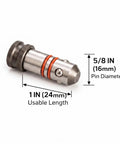 5/8 Quick Release Ball Lock Pin for Modular Welding Fixture Tables, 1 in usable length, alloy steel, heavy duty.