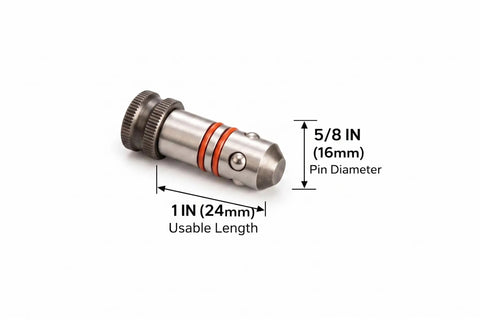 5/8 Quick Release Ball Lock Pin for Modular Welding Fixture Tables, 1 in usable length, alloy steel, heavy duty.
